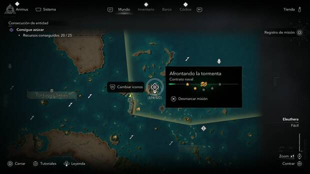 Assassin's Creed Black Flag Resynced - Contratos navales, ubicaci�n de la misi�n naval Afrontando la tormenta al norte de Nas�u