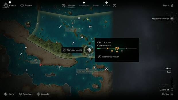 Assassin's Creed Black Flag Resynced - Contratos navales, ubicaci�n de la misi�n naval Ojo por ojo en la zona norte de Gran Inagua