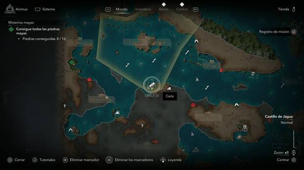 Assassin's Creed Black Flag Resynced - Cartas, ubicaci�n de la carta El asesyno en la zona norte del Estrecho de las Caim�n, en Castillo de Jagua