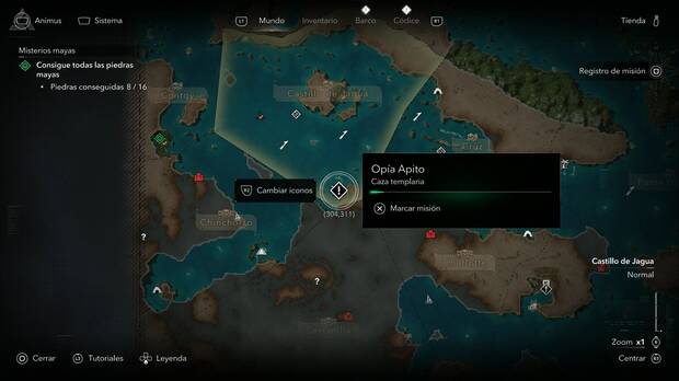 Assassin's Creed Black Flag Resynced - Cazas templarias, Op�a Apito; ubicaci�n de Op�a Apito en la zona norte del Estrecho de las Caim�n