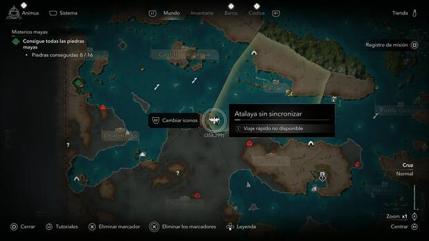 Assassin's Creed Black Flag Resynced - Atalayas de Cruz, ubicaci�n de la atalaya en la zona oeste de Gran Caim�n, al suroeste de la regi�n