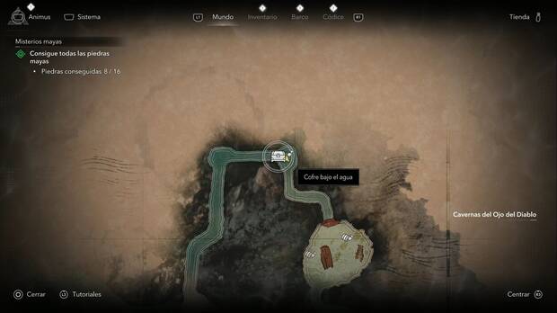 Assassin's Creed Black Flag Resynced - Pecios hundidos, Cavernas del Ojo del Diablo, ubicaci�n del cofre en el primer giro del t�nel m�s al norte