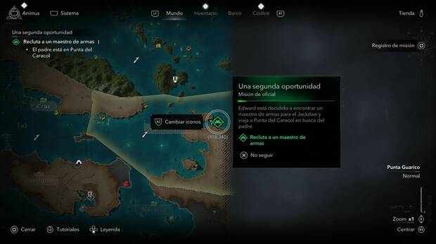 Assassin's Creed Black Flag Resynced - Misiones de oficial, ubicaci�n de la misi�n Una segunda oportunidad en el asentamiento de Caracol, al nordeste de Punta Guarico
