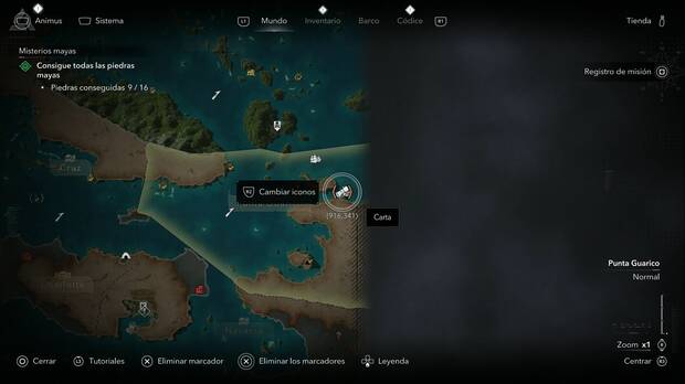 Assassin's Creed Black Flag Resynced - Cartas, ubicaci�n de la carta My v�squeda en la zona oeste de Caracol, en Punta Guarico
