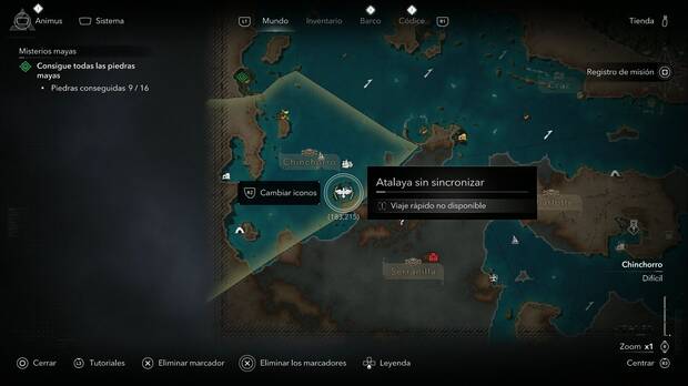 Assassin's Creed Black Flag Resynced - Atalayas en Chinchorro, ubicaci�n de la atalaya en la zona suroeste de Santanilla