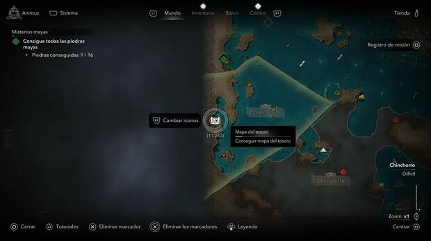 Assassin's Creed Black Flag Resynced - Mapas del tesoro, ubicaci�n del mapa del tesoro de Cayo Ambergris en la zona suroeste de Chinchorro