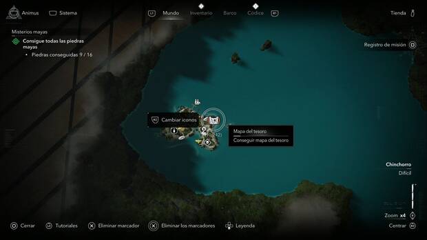 Assassin's Creed Black Flag Resynced - Mapas del tesoro, ubicaci�n del mapa del tesoro de Cayo Ambergris en la zona suroeste de Chinchorro
