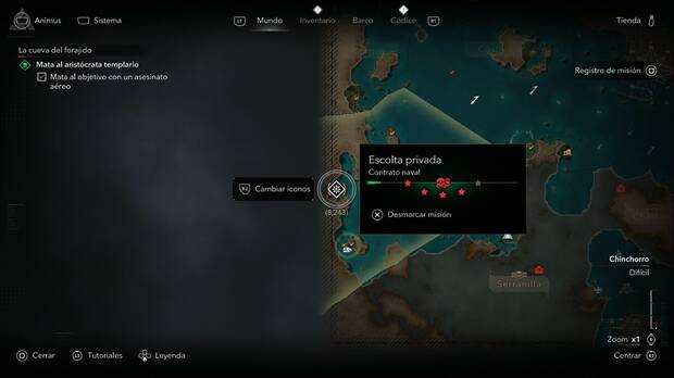 Assassin's Creed Black Flag Resynced - Contratos navales, ubicaci�n del contrato Escolta privada en Corozal, Chinchorro
