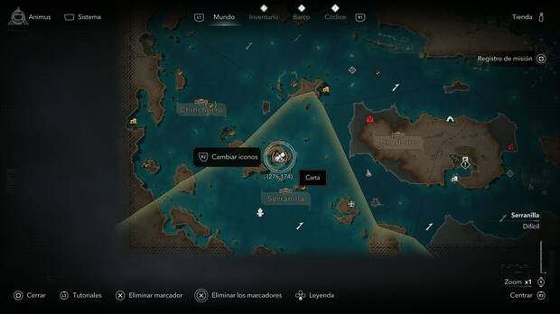 Assassin's Creed Black Flag Resynced - Cartas, ubicaci�n de la carta Mi aprendizaje en la zona nordeste de Misteriosa, en el centro de Serranilla