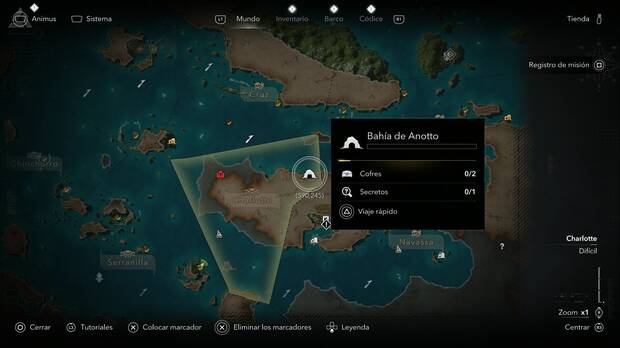 Assassin's Creed Black Flag Resynced - Fuertes, ubicaci�n del Fuerte de Charlotte, en el margen sur del mapa