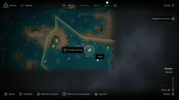 Assassin's Creed Black Flag Resynced - Cartas, ubicaci�n de la carta De my partyda en la costa noroeste de Ile a Vache