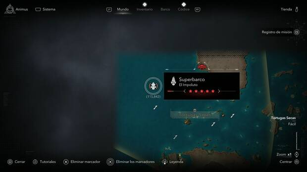 Assassin's Creed Black Flag Resynced - Superbarcos, ubicaci�n de El Impoluto en la esquina noroeste de Tortugas Secas