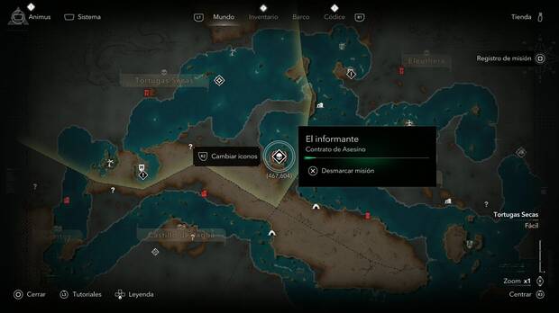 Assassin's Creed Black Flag Resynced - Contratos de Asesino, ubicaci�n del puesto de contratos en Placer de los Roques, Tortugas Secas
