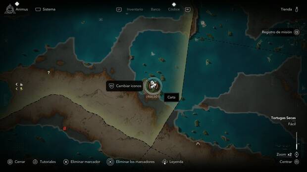 Assassin's Creed Black Flag Resynced - Cartas, ubicaci�n de la carta Del lugar de mi nascymiento en Placer de los Roques, Tortugas Secas