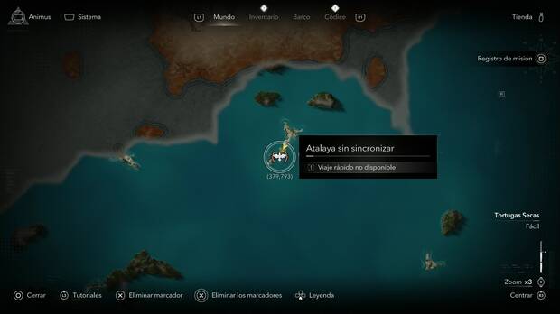 Assassin's Creed Black Flag Resynced -  Ubicaci�n de las atalayas, ubicaci�n de la Atalaya de Florida