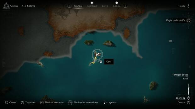 Assassin's Creed Black Flag Resynced - Cartas, ubicaci�n de la carta Descanso y yantar en Florida, Tortugas Secas