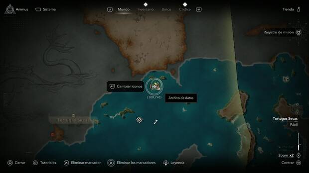 Assassin's Creed Black Flag Resynced - Archivos de datos, ubicaci�n de Eco Uno en la zona central de Florida, Tortugas Secas