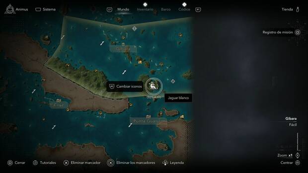 Assassin's Creed Black Flag Resynced - Trozos de mapa; ubicaci�n del jaguar blanco en Gran Inagua
