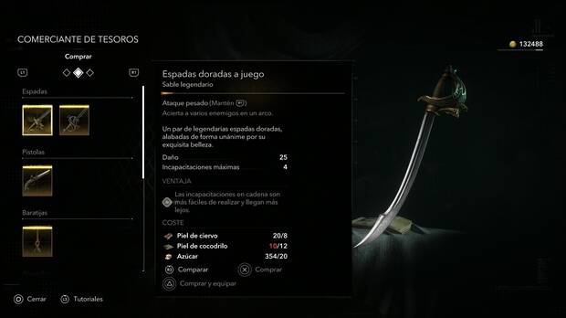 Assassin's Creed Black Flag Resynced -  Armas; Espadas doradas a juego