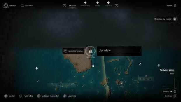 Assassin's Creed Black Flag Resynced - Cofres en Tortugas Secas, ubicaci�n del cofre secreto en la esquina nordeste de la regi�n