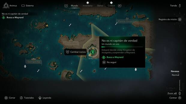 Assassin's Creed Black Flag Resynced - Un mundo sin oro; ubicaci�n del punto donde comienza la misi�n No es ni capit�n de verdad