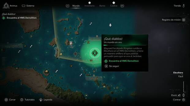 Assassin's Creed Black Flag Resynced - Un mundo sin oro; ubicaci�n de la zona de b�squeda del HMS Demolition en Eleuthera