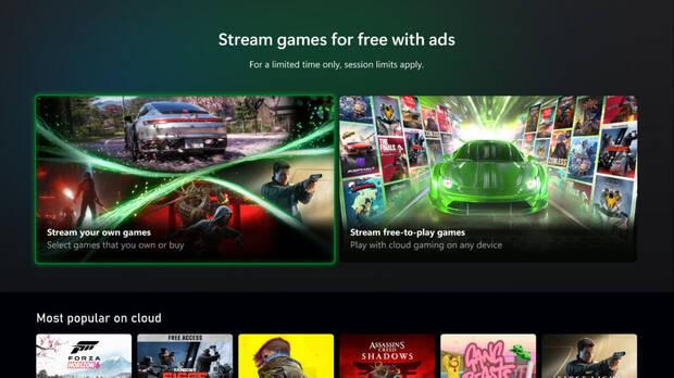 Xbox Cloud Gaming gratis con publicidad en pruebas