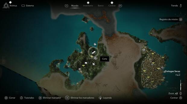 Assassin's Creed Black Flag Resynced - Cartas, ubicaci�n de la carta El Ovservatoryo en el Cabo de Buenavista, Tortugas Secas