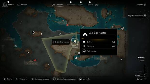 Assassin's Creed Black Flag Resynced - Mapas del tesoro, Mapa del tesoro de la Bah�a de Anotto, ubicaci�n de la cueva de la Bah�a de Anotto