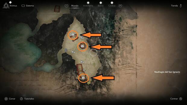 Assassin's Creed Black Flag Resynced - Pecios hundidos, cofres del tesoro en la zona sur del Naufragio del San Ignacio