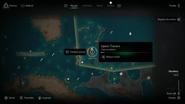 Assassin's Creed Resynced - Caza de Templarios, Upton Travers; ubicaci�n de Nas�u en Eleuthera