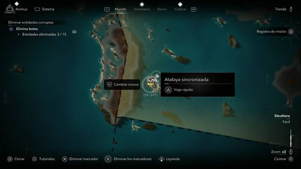 Assassin's Creed Black Flag Resynced - Atalayas en Eleuthera, ubicaci�n de la atalaya de la Isla de San Andr�s