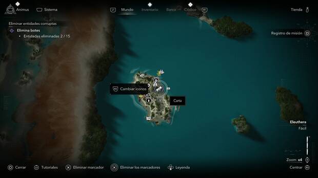 Assassin's Creed Black Flag Resynced -  Ubicaci�n de la carta Curyoso incidente en la mar en la zona de la Isla de San Andr�s, al suroeste de Eleuthera