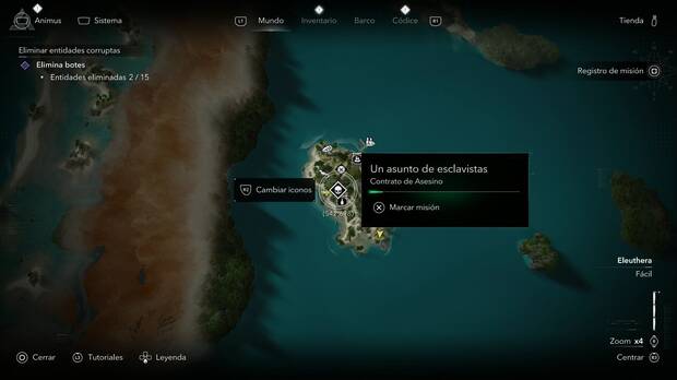 Assassin's Creed Black Flag Resynced - Contratos de Asesino, punto donde se puede activar el contrato Un asunto de esclavistas