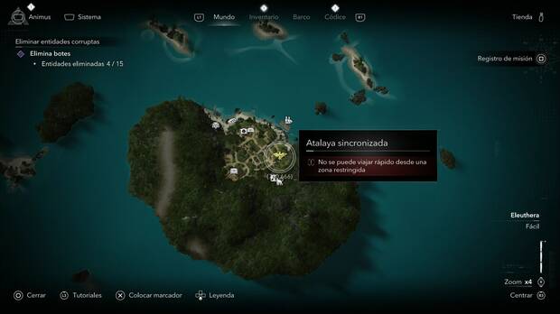 Assassin's Creed Black Flag Resynced - Atalayas en Eleuthera, ubicaci�n de la atalaya de la zona este de la Isla del Gato