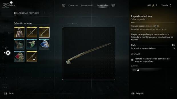Assassin's Creed Black Flag Resynced - Espadas, Espadas de Ezio