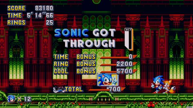 ‘Sonic Mania’ ofrece cuatro tipos de filtros, dos sin ‘scanlines’ y dos con ellas.