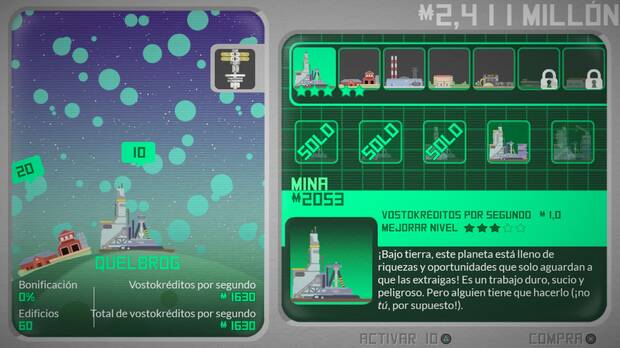 Los edificios que podremos crear en cada planeta y sus mejoras son siempre los mismos.