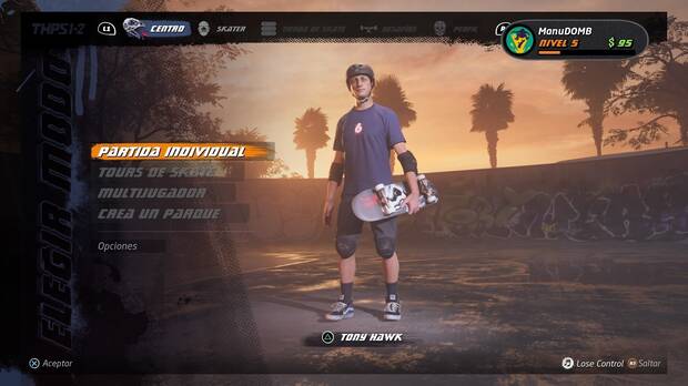 En esta demo s�lo hay un modo de juego y un skater.