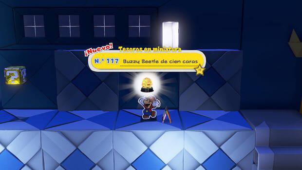 Todos los Tesoros en miniatura en Castillo de Origami de Paper Mario The Origami King - Tesoro en miniatura Nº 117: Buzzy Beetle de cien caras