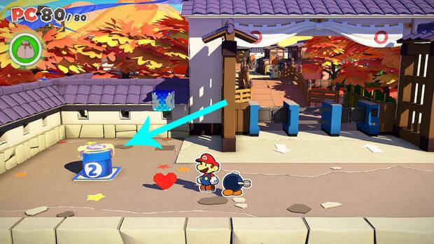 Localización de la tubería azul de viaje rápido 2 de Paper Mario: The Origami King