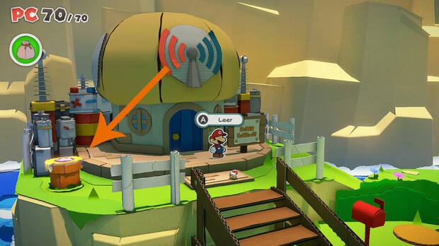 Localización de la tubería naranja especial de viaje rápido de Paper Mario: The Origami King