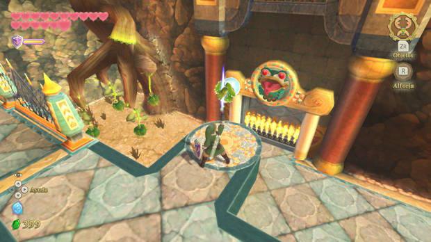 The Legend of Zelda Skyward Sword HD - Gran santuario antiguo: paso bloqueado con estatua de rana