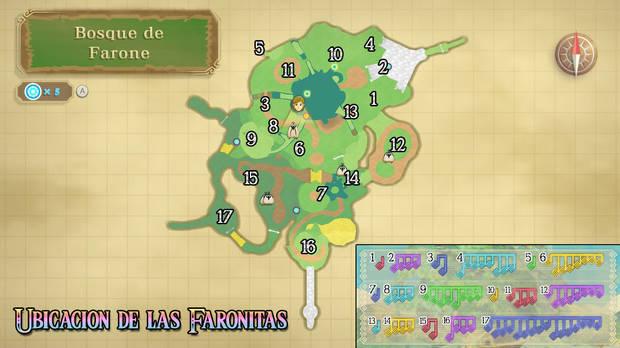 The Legend of Zelda Skyward Sword HD - Mapa con la localización de las 77 faronitas