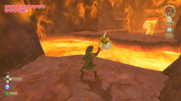 The Legend of Zelda Skyward Sword HD - Estrofa de Eldin: crear una roca flotante con la planta espinosa