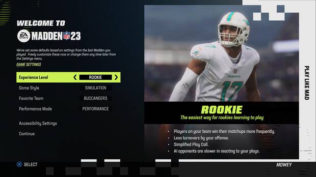 Es el mayor acierto de ‘Madden NFL 23’: ofrece muchas opciones para configurar la simulación y la experiencia de juego.