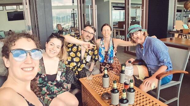 Pirate Jam en 2019. De izquierda a derecha: Rosa Carb�-Mascarell, Marina D�ez, Clement Shimizu, Sarah Northwar y Colin Northway