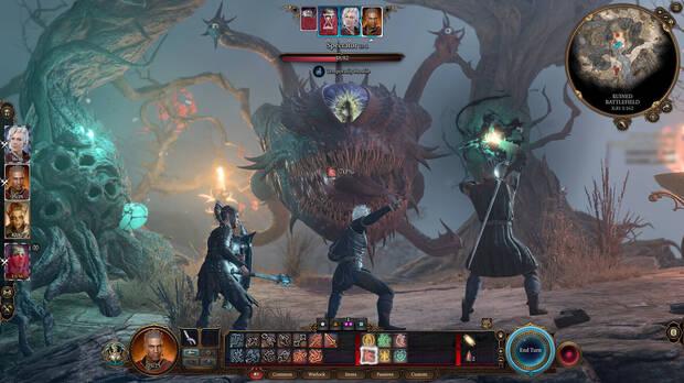 Imagen promocional de Baldur's Gate 3 mostrando un combate contra un Beholder