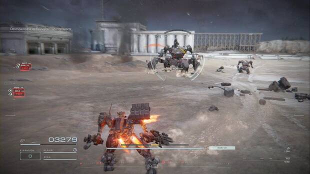 Armored Core 6 - Destruir helicópteros de transporte: BAWS tetrápodo en la zona de los helicópteros de transporte