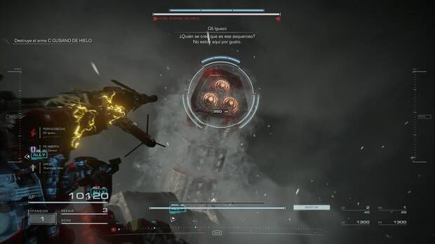 Armored Core 6: Fires of Rubicon - Eliminar al Gusano de Hielo: 621 apuntando a la cara del Gusano de Hielo